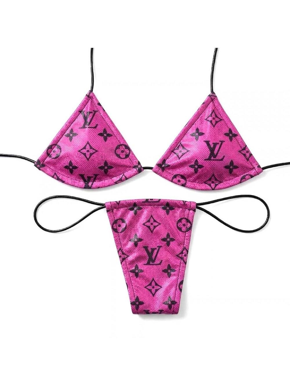 Magenta Holographic Monogram Microkini Set